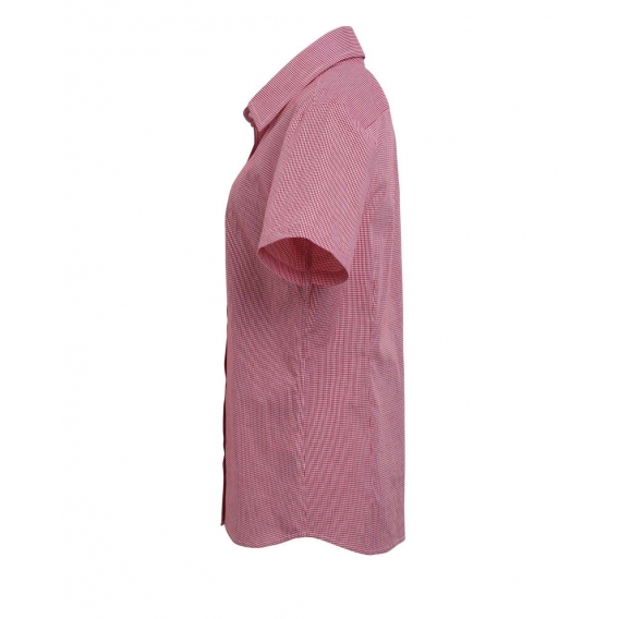 WOMEN'S SHORT SLEEVE GINGHAM MICROCHECK SHIRT