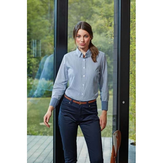 WOMEN'S COTTON RICH OXFORD STRIPES SHIRT