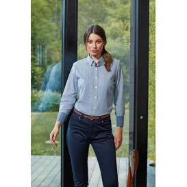 WOMEN'S COTTON RICH OXFORD STRIPES SHIRT