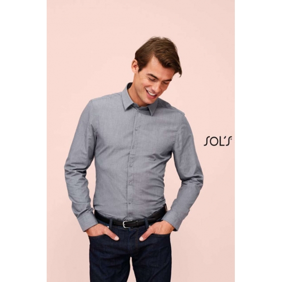 BARNET MEN - LONG SLEEVE HEATHER POPLIN SHIRT