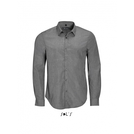 BARNET MEN - LONG SLEEVE HEATHER POPLIN SHIRT