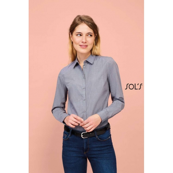 BARNET WOMEN - LONG SLEEVE HEATHER POPLIN SHIRT