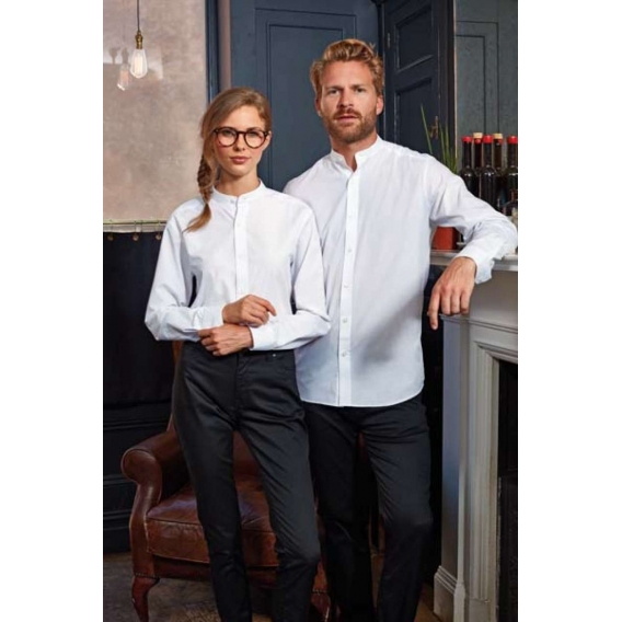 BANDED COLLAR 'GRANDAD' LONG SLEEVE SHIRT