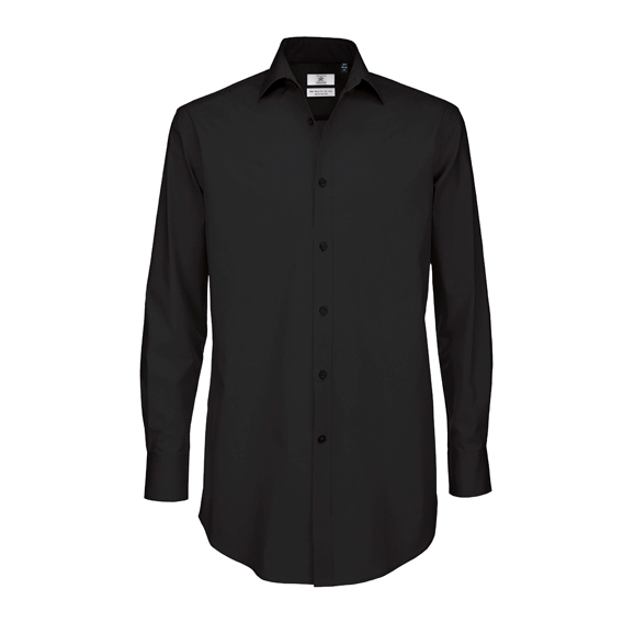 Poplin Shirt Black Tie Long Sleeve / Men
