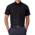 Poplin Shirt Black Tie Short Sleeve / Men