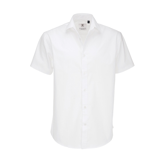 Poplin Shirt Black Tie Short Sleeve / Men