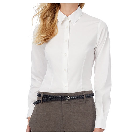 Poplin Shirt Black Tie Long Sleeve / Women