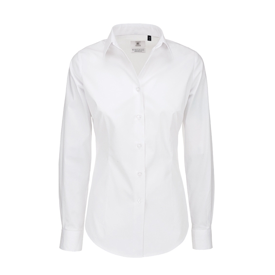 Poplin Shirt Black Tie Long Sleeve / Women