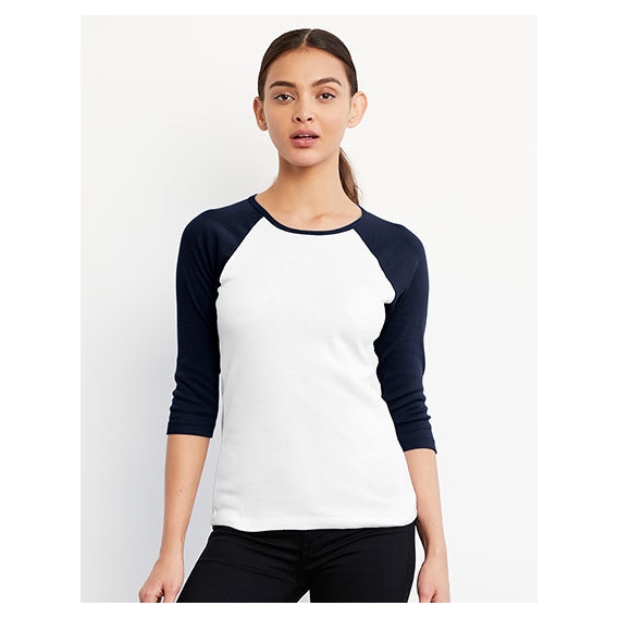 3/4-Sleeve Contrast Raglan T-Shirt