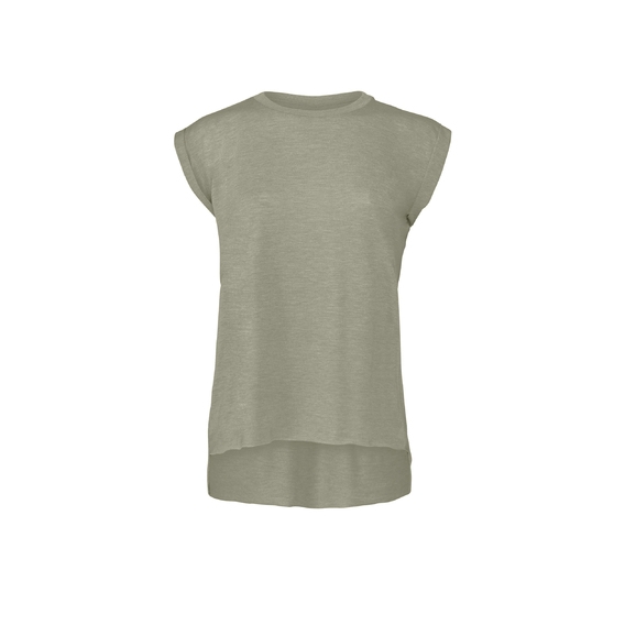 Women`s Flowy Muscle Tee with Rolled Cuff