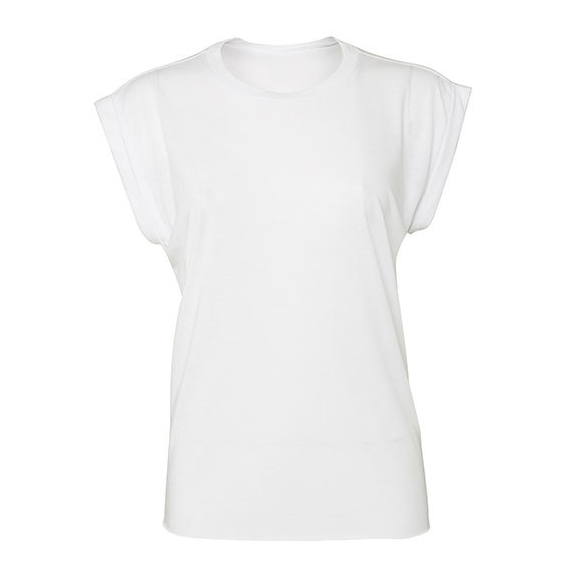 Women`s Flowy Muscle Tee with Rolled Cuff