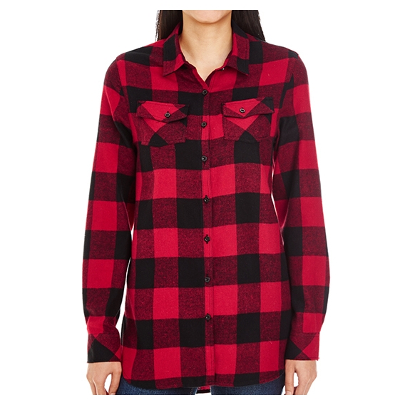 Women`s Woven Plaid Flannel Shirt
