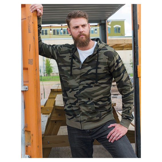 Full Zip Camo Hooded Sweat Jacket