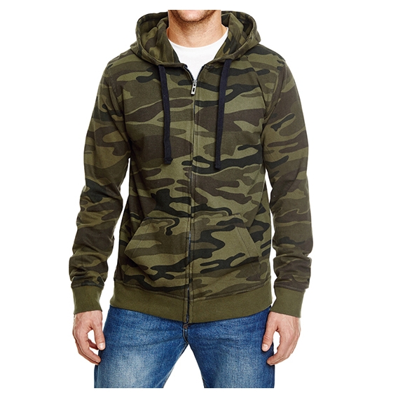 Full Zip Camo Hooded Sweat Jacket