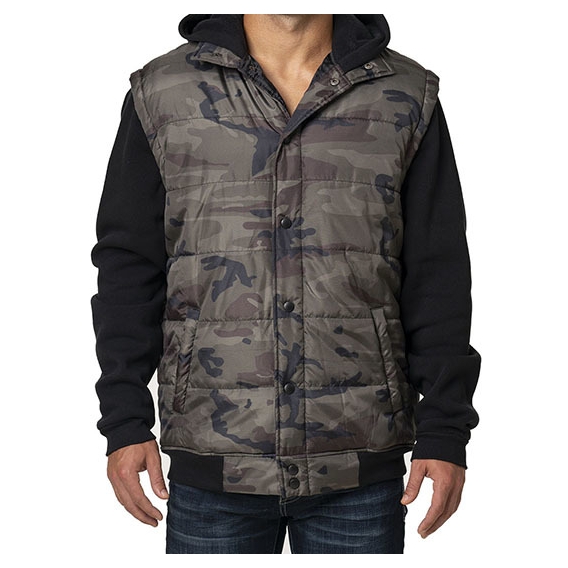 Hooded Fleece Sleeved Puffer Vest