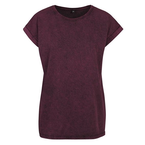 Ladies` Acid Washed Extended Shoulder Tee