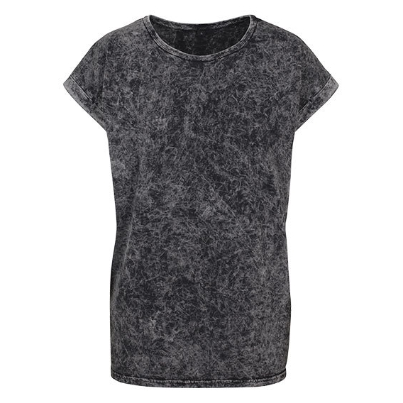 Ladies` Acid Washed Extended Shoulder Tee
