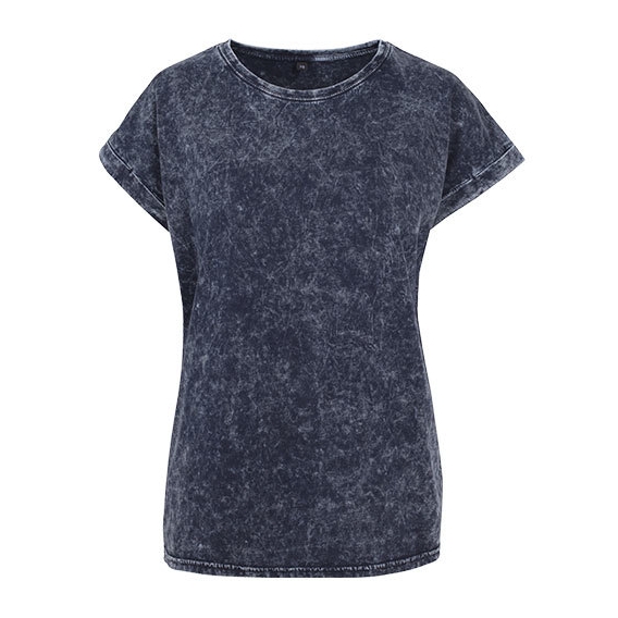 Ladies` Acid Washed Extended Shoulder Tee