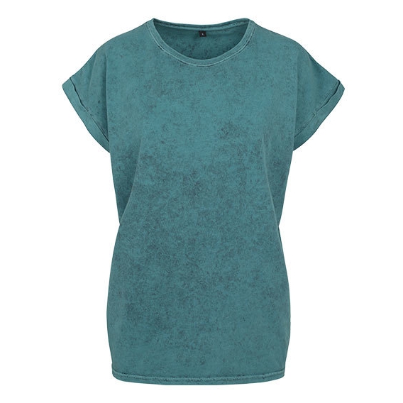 Ladies` Acid Washed Extended Shoulder Tee