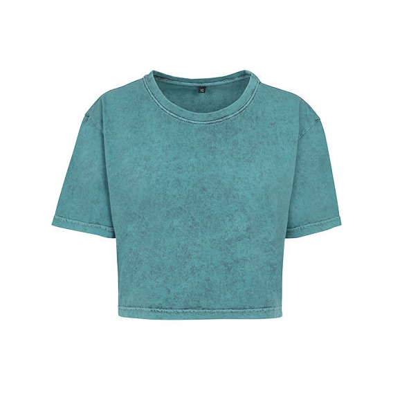 Ladies` Acid Washed Cropped Tee