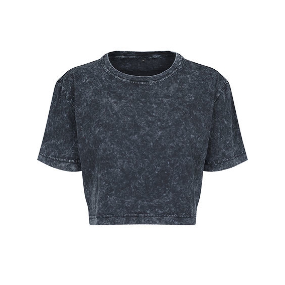 Ladies` Acid Washed Cropped Tee