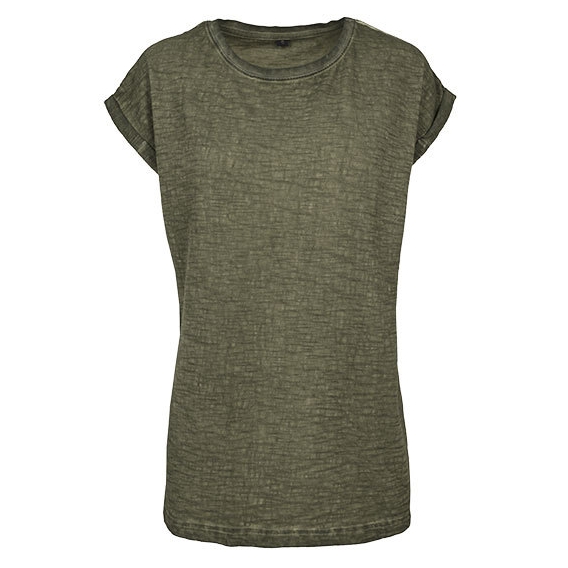Ladies` Spray Dye Extended Shoulder Tee