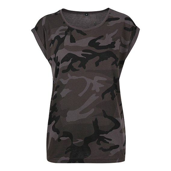 Ladies Camo Extended Shoulder Camo Tee