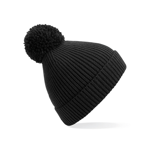 Engineered Knit Ribbed Pom Pom Beanie