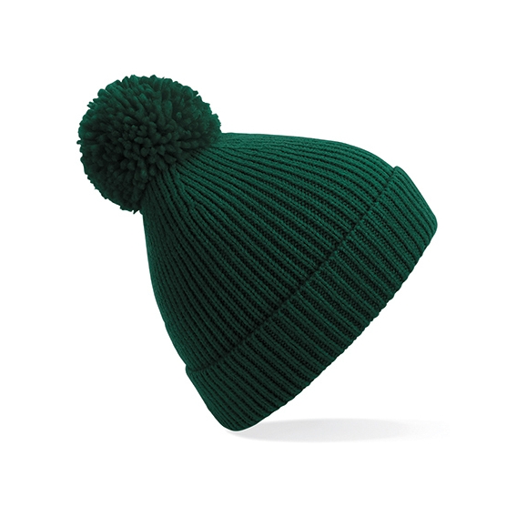 Engineered Knit Ribbed Pom Pom Beanie