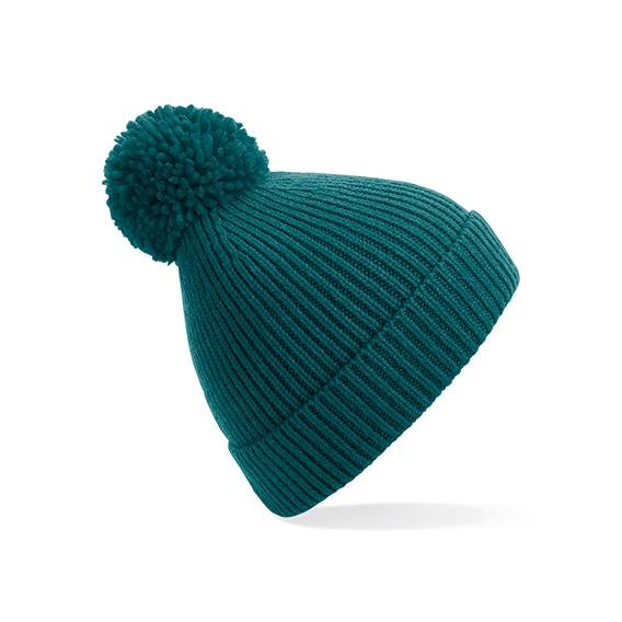 Engineered Knit Ribbed Pom Pom Beanie