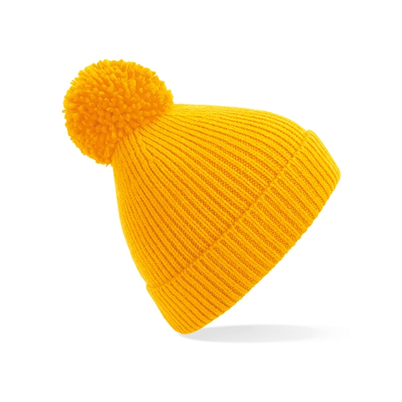 Engineered Knit Ribbed Pom Pom Beanie