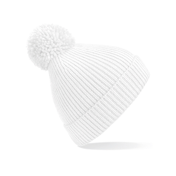 Engineered Knit Ribbed Pom Pom Beanie