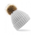 Faux Fur Pop Pom Chunky Beanie