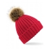 Faux Fur Pop Pom Chunky Beanie