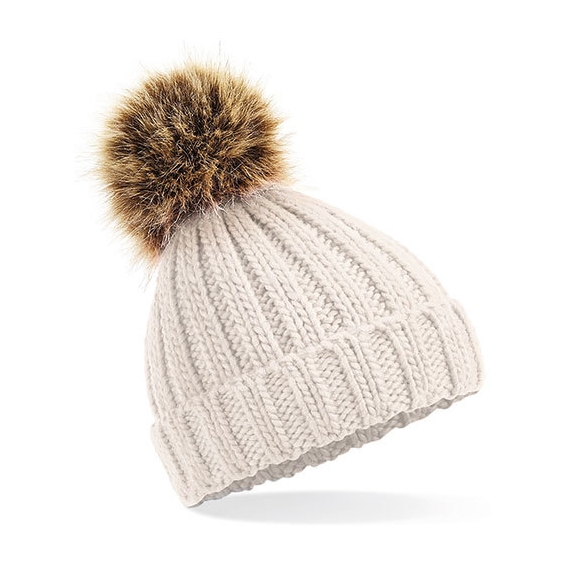 Infant Faux Fur Pom Pom Chunky Beanie