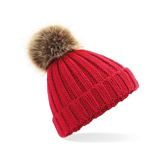 Junior Faux Fur Pom Pom Chunky Beanie
