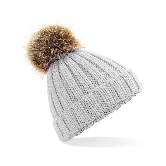 Junior Faux Fur Pom Pom Chunky Beanie