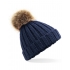 Junior Faux Fur Pom Pom Chunky Beanie