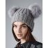 Faux Fur Double Pop Pom Beanie
