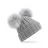 Faux Fur Double Pop Pom Beanie