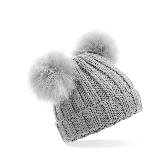 Infant Faux Fur Double Pom Pom Beanie
