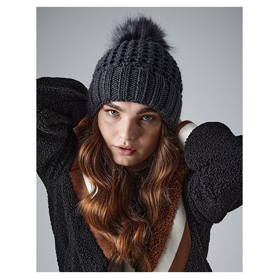 Popcorn Faux Fur Pop Pom Beanie