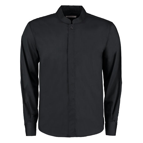 Men`s Tailored Fit Bar Shirt Mandarin Collar Long Sleeve