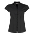 Tailored Fit Poplin Contintental Blouse Mandarin Collar Cap Sleeve