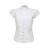 Tailored Fit Poplin Contintental Blouse Mandarin Collar Cap Sleeve