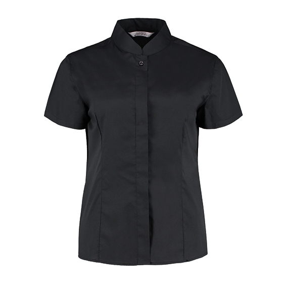 Women`s Tailored Fit Bar Shirt Mandarin Collar Short Sleeve