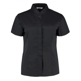 Women`s Tailored Fit Bar Shirt Mandarin Collar Short Sleeve