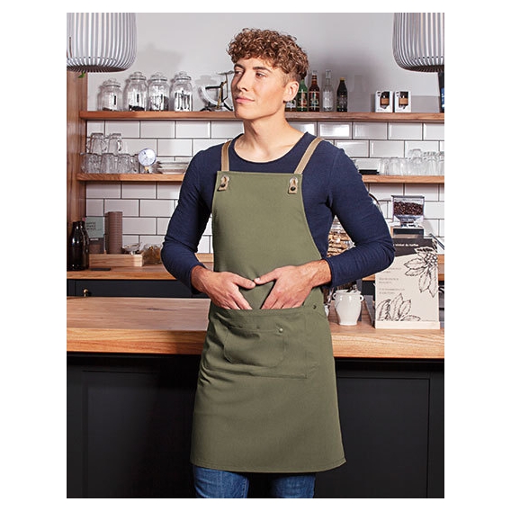 Bib Apron Urban-Nature with Cross Straps and big Pocket
