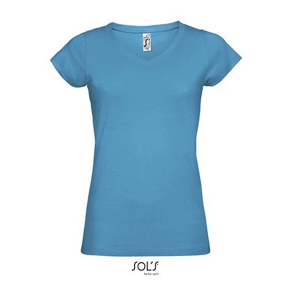 Ladies` V-Neck-T-Shirt Moon