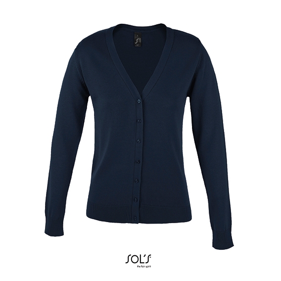 Golden Women V-Neck Knitted Cardigan